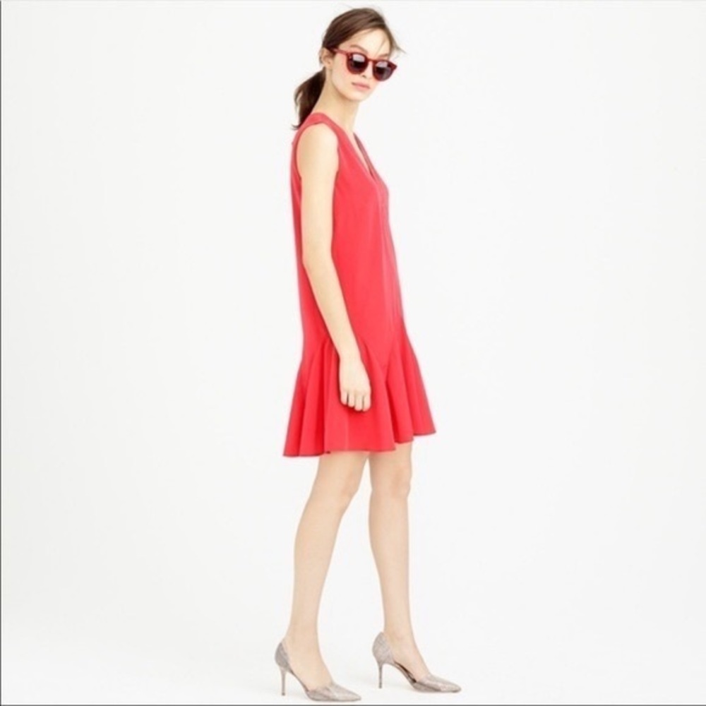 ⭐️BOGO⭐️ NWOT J. Crew Belvedere Red Sleeveless Flounce Dress Size Medium